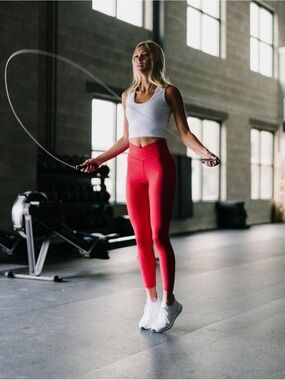 Women's ZYIA High-Waist Red Scrunchy Leggings